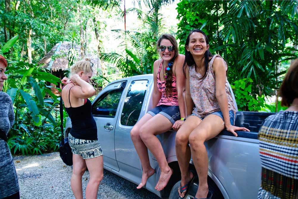 Directions to Khao Sok Girls in a pickup