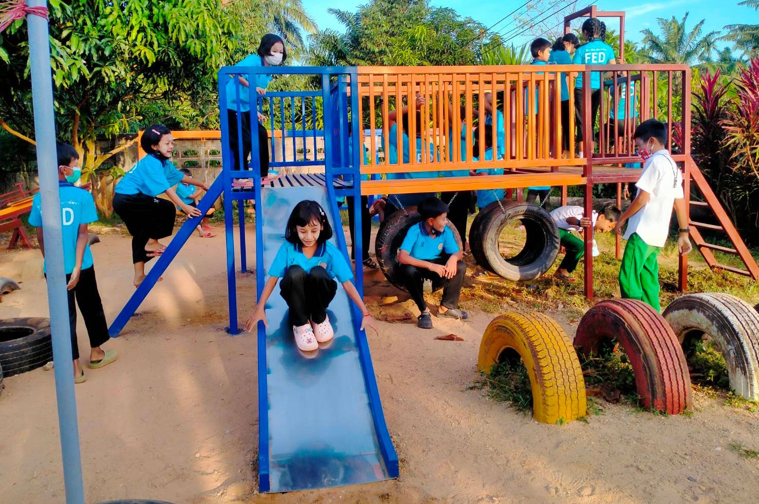 Children's playground at a sponsored school