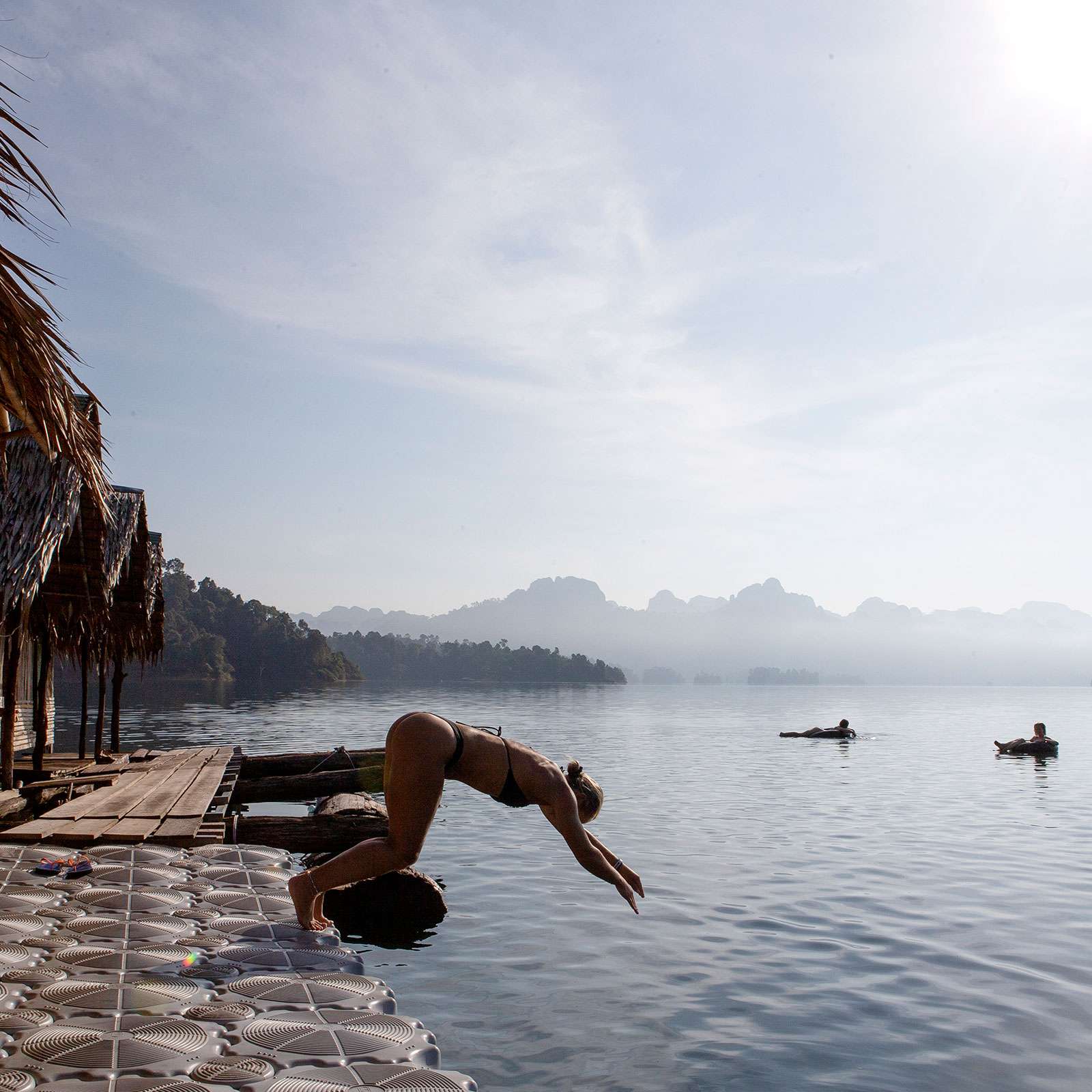 Swimming in Cheow Lan lake