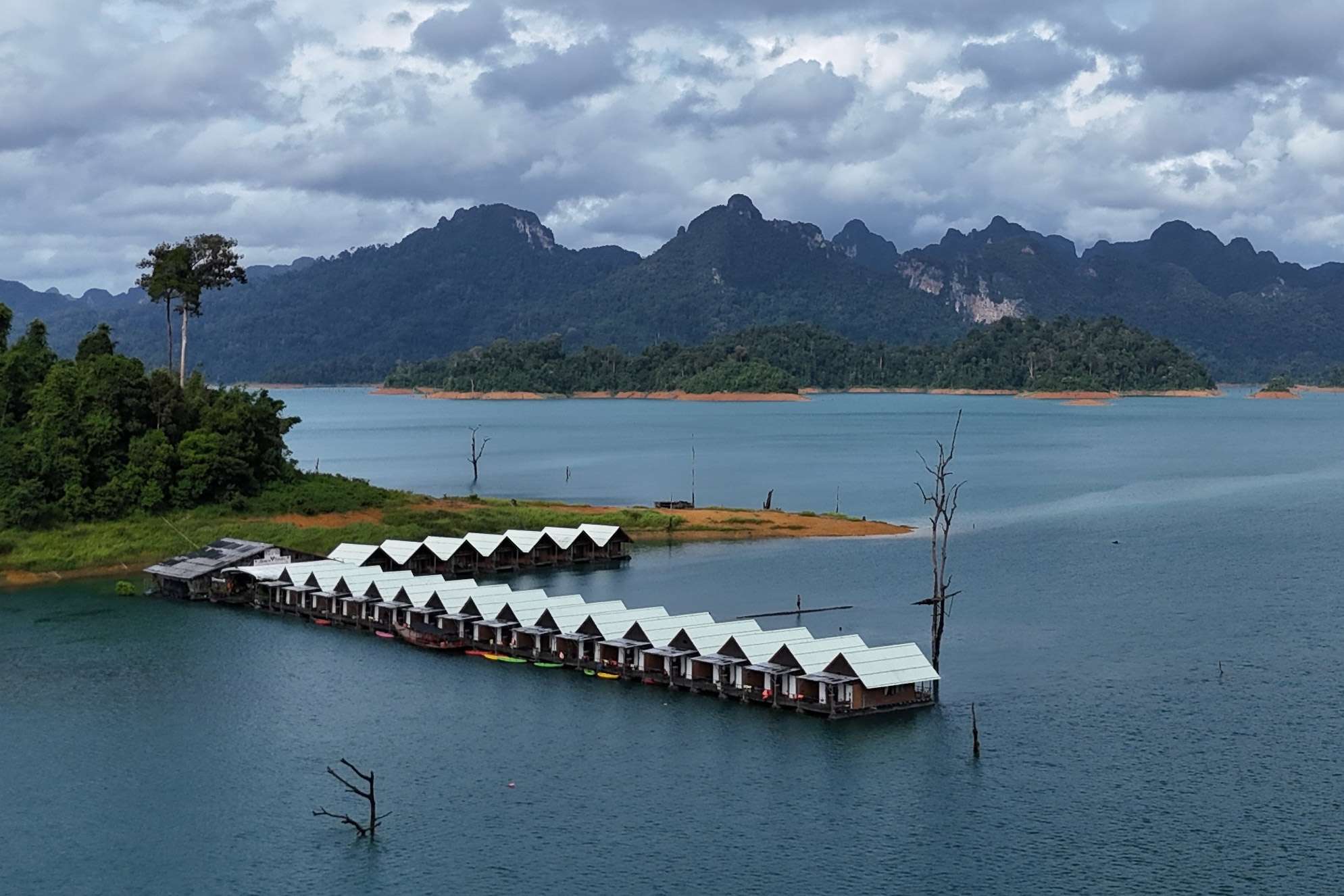Rain clouds over Cheow Lan lake