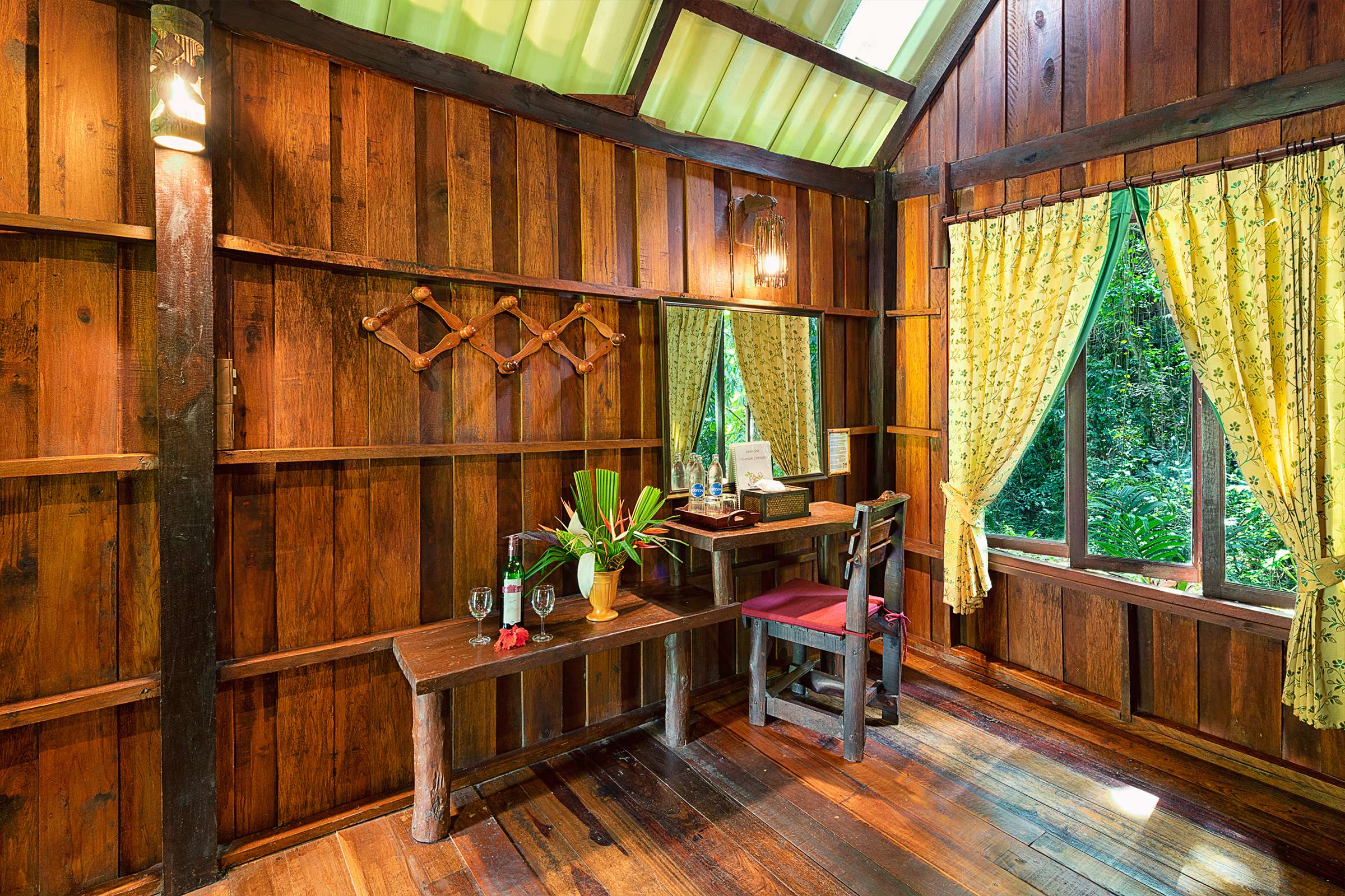 Dressing table in a deluxe cottage at Riverside Cottages Khao Sok accommodation