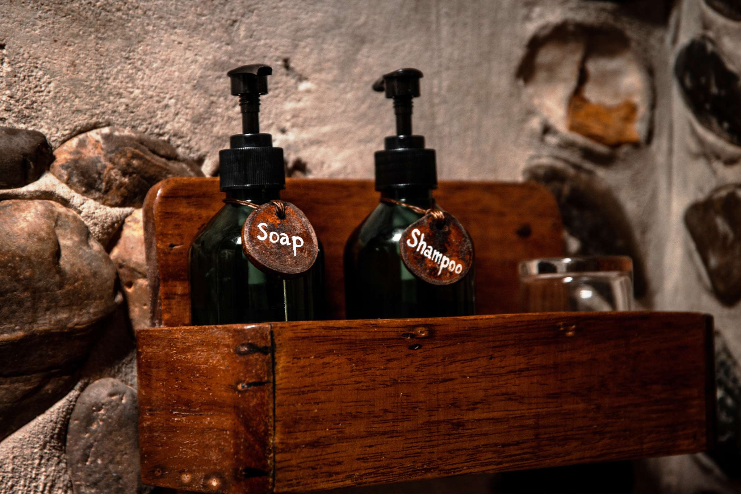 Soap and shampoo bottles