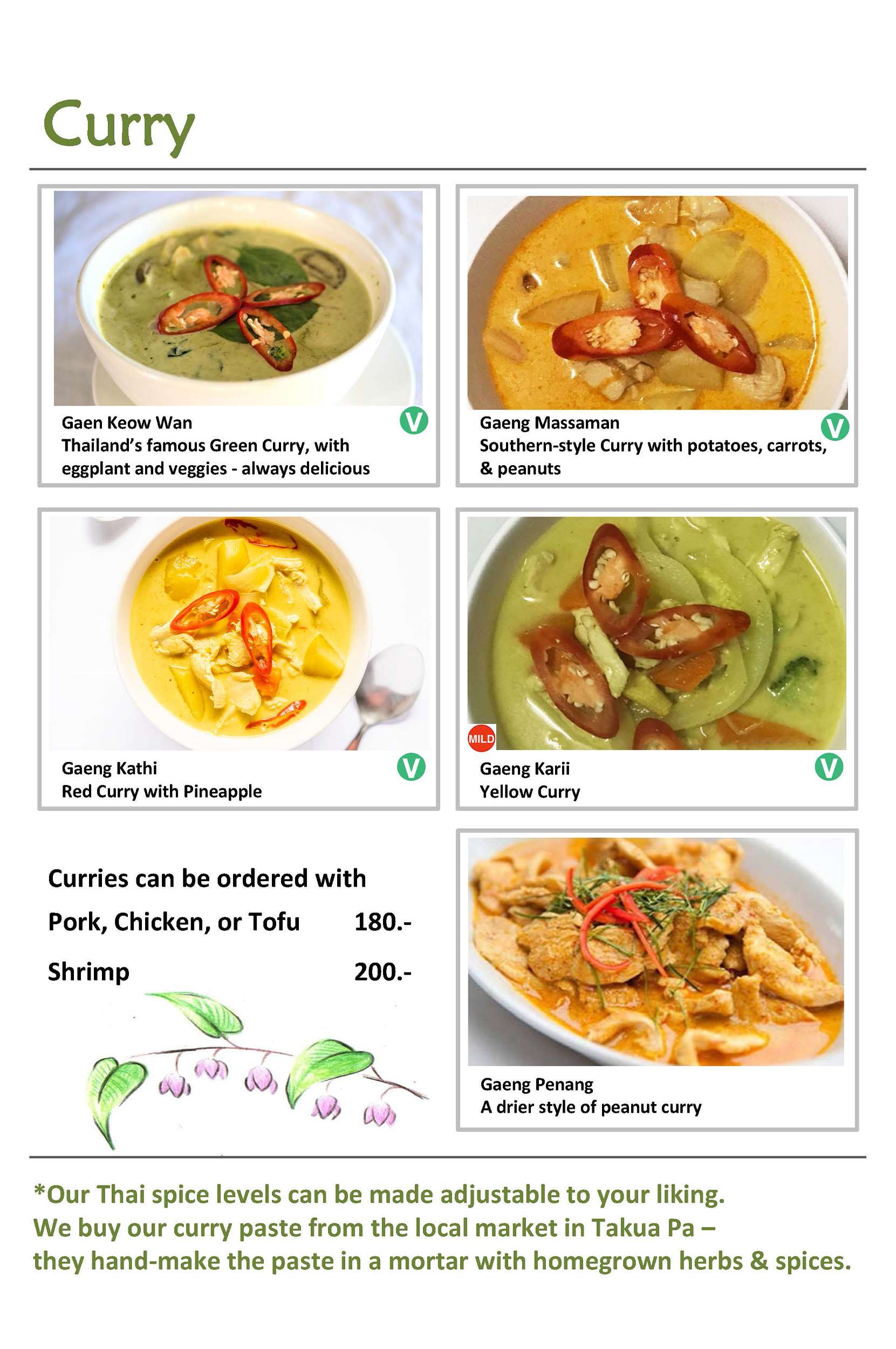 Rafflesia Cafe menu – curries