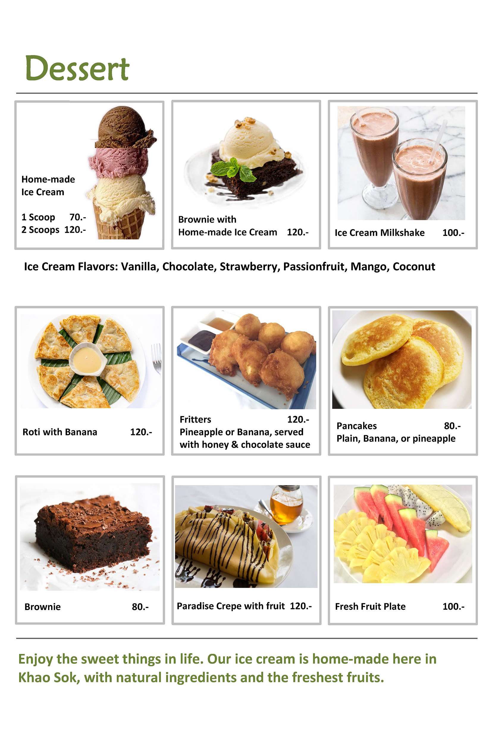 Rafflesia Cafe menu – desserts