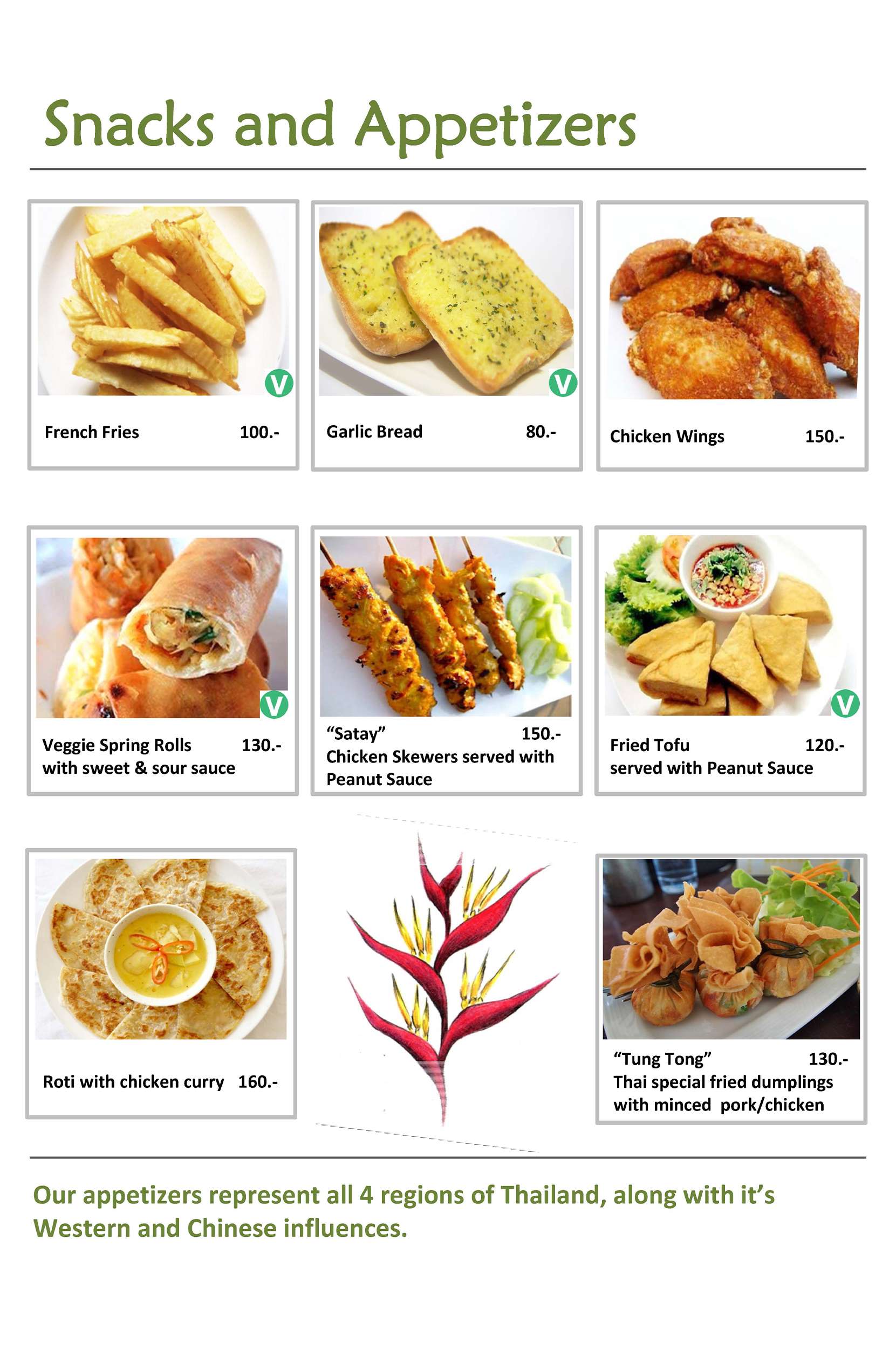 Rafflesia Cafe menu – snacks and appetizers