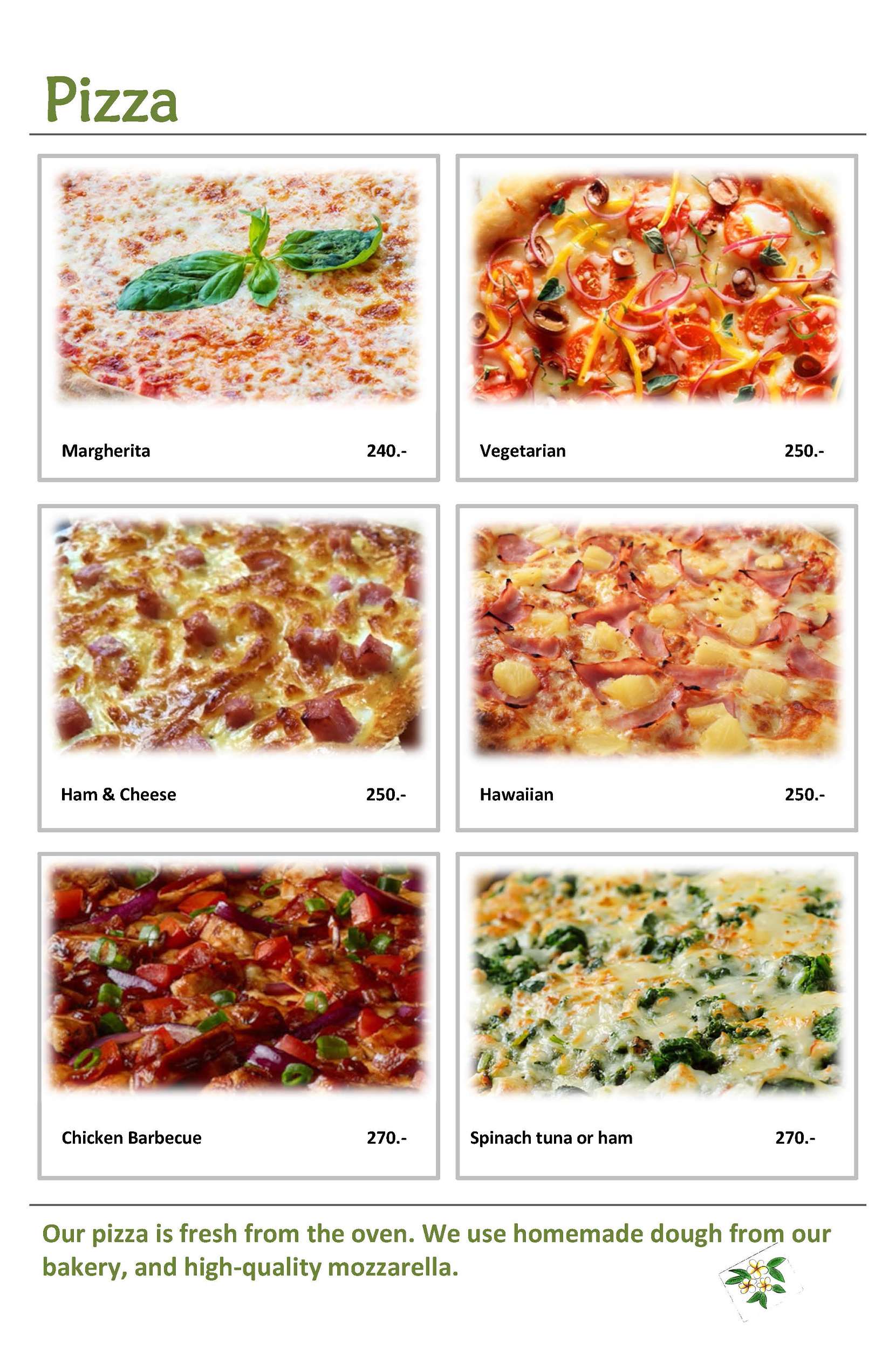 Khao Sok restaurant menu – pizzas