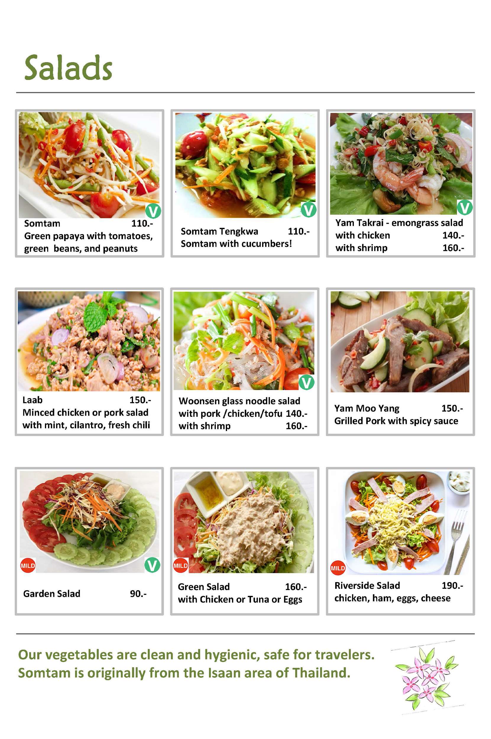 Rafflesia Cafe menu – salads and light meals