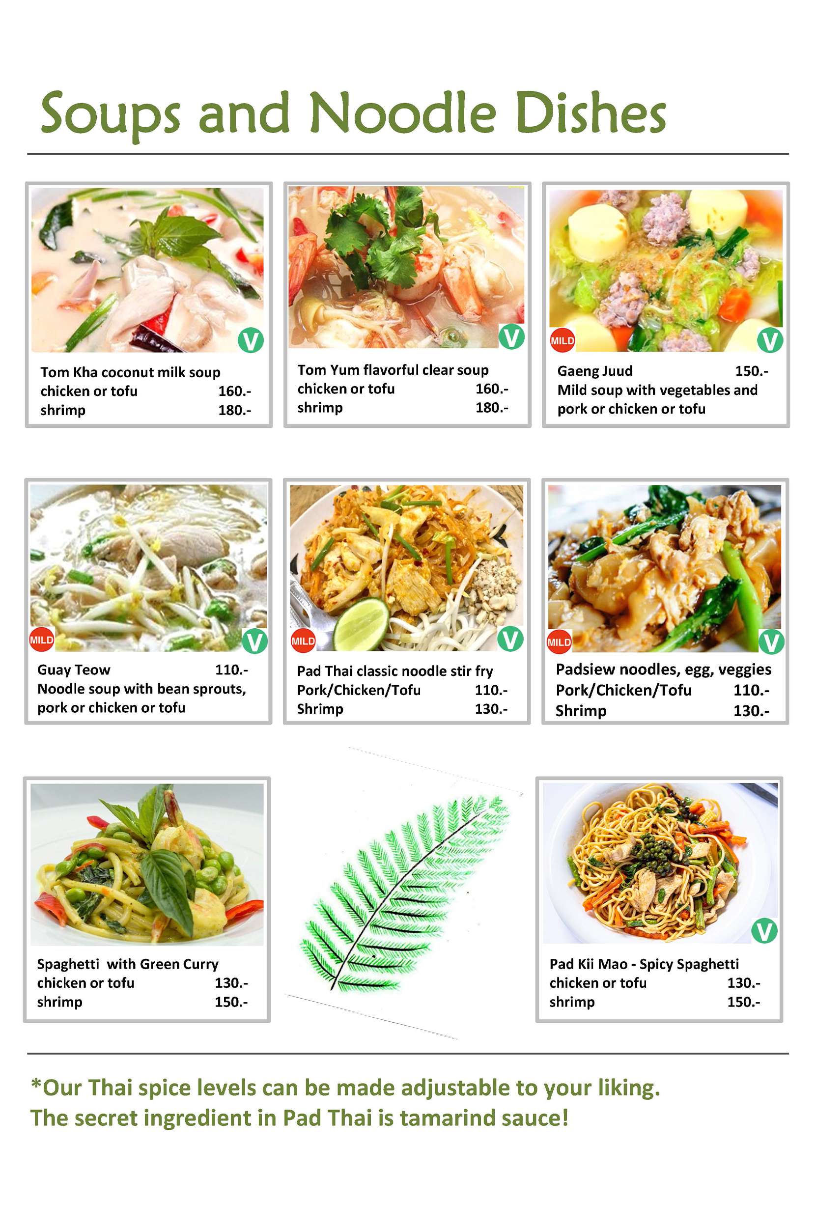 Khao Sok menu – soups and noodle dishes