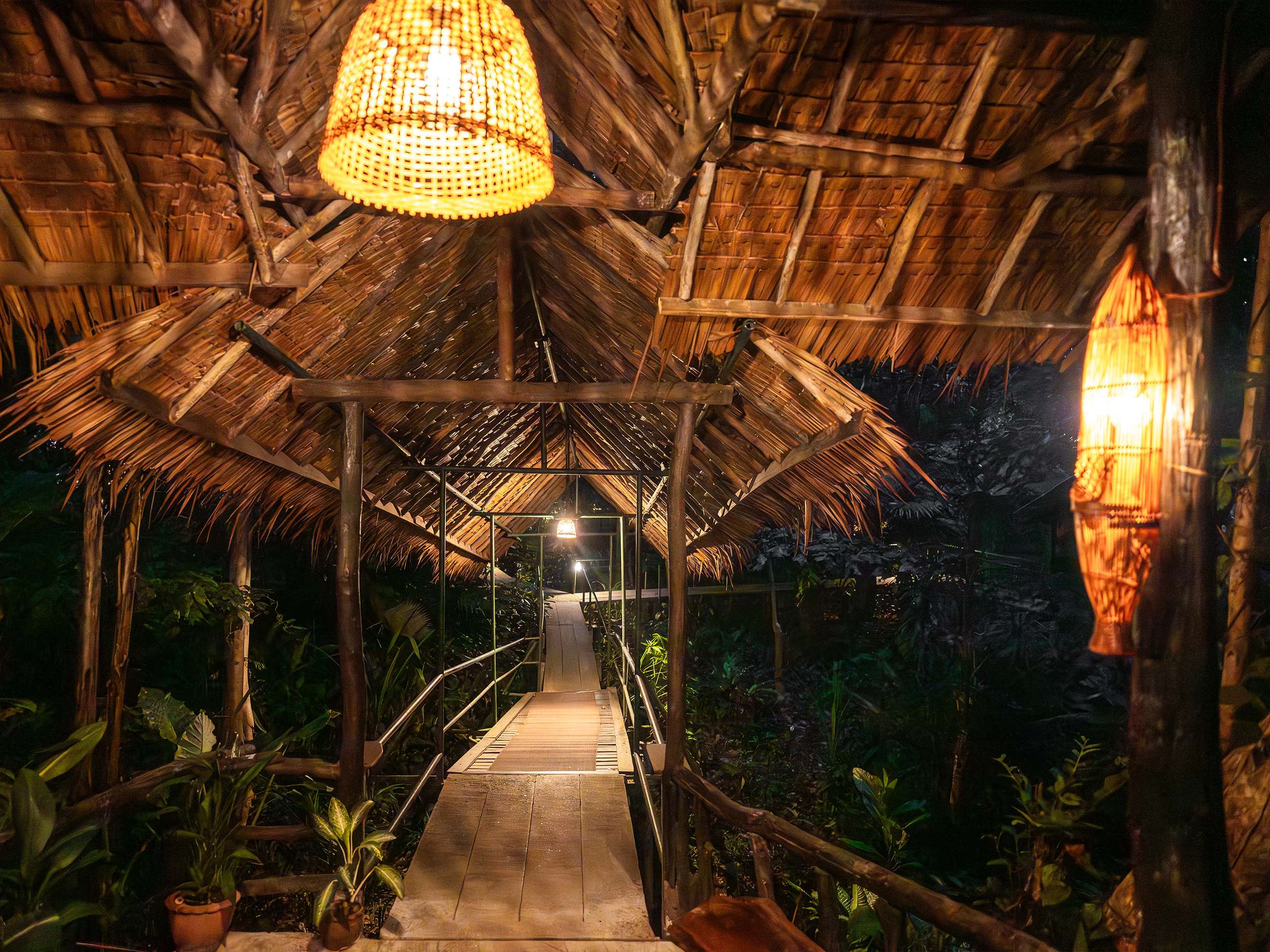 The walkway down to the restaurant and reception