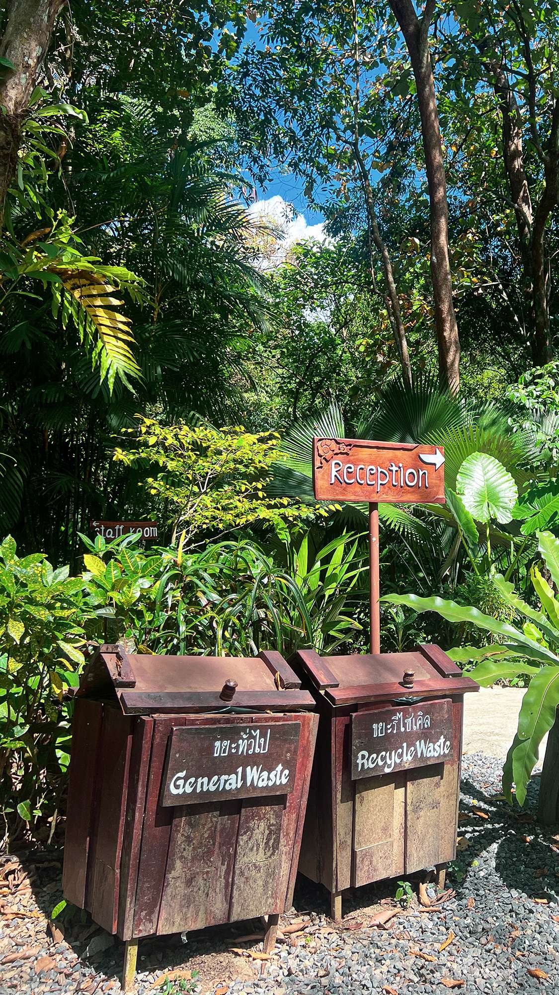 Recycle station at Khao Sok Riverside Cottages